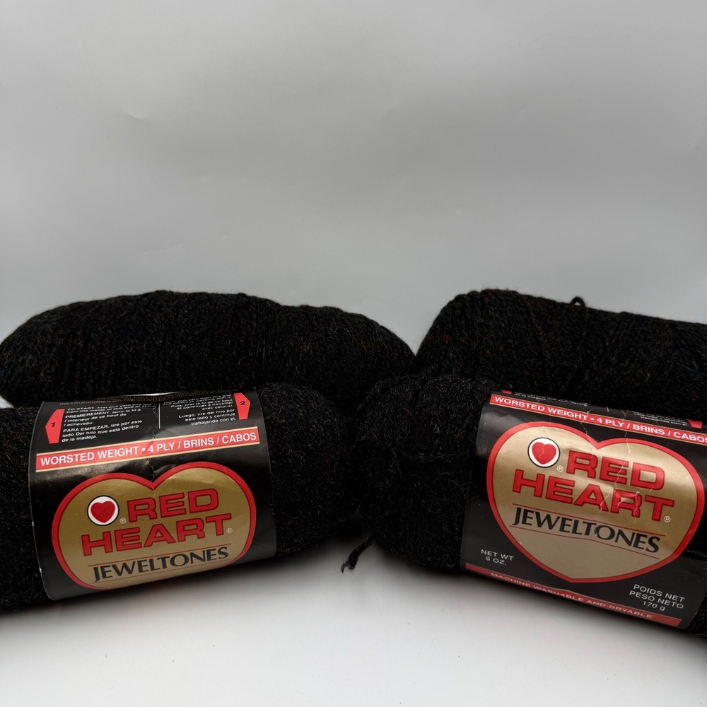 Red Heart Jeweltones Yarn Black Star 5312 Worsted 4 Ply 6oz 4 Skeins Lot